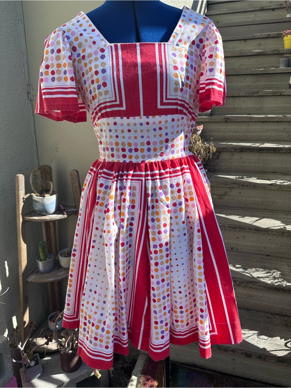 1950’s style Multi Colored Polka Dot Vintage Fit & Flare Dress
